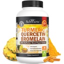 Turmeric Quercetin s doplňkem Bromelain - Přírodní Extra síla imunitní a společná podpora s BioPerine Black Pepper pro Max Absorpce - Organic Tumeric Bromelain Dodatek Vegan Safe, Non- GMO