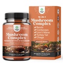 Pokročilé houbové kapsle Complex - 10X Lví hříva Doplněk Kapsle s Reishi, Chaga, Maitake & Shiitake pro podporu paměti a zaměření - Nootropní pro duševní jasnost - 30 Caps
