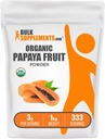 BulkSupplements.com Organic Papaya Fruit Powder - Powers Powder, Sourced from Carica Papaya Fruit - Gluten Free, 3g per Serving, 1kg (2,2 lbs) (Balení po 1)