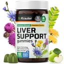 BIO KRAUTER Doplněk k játkám Žvýkačky - 60 Vegan Chews w / Mléko Thistle, Kořen pampelišky pro očištění a detox jater - 80% Silymarin
