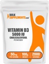 BulkSupplements.com Vitamin D3 Powder - Cholekalciferol, 5000 IU - Gluten Free, 50mg (125mcg vitaminu D3) per Serving, 100g (3.5 oz) (Balení po 1)