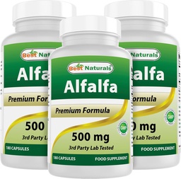 Nejlepší Naturals Alfalfa Green Super Food 500 mg 180 Kapsle (180 Počet balení po 3)