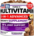Pes Multivitamin Žvýkací s Glucosamine - Dog Vitamíny a doplňky - 170 léčby - Senior & Puppy Multivitamin pro psy - Hip & Společná podpora - Imunitní zdraví, kůže, srdce, Digestion, Probiotika