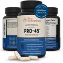 Live Conscious PRO45 Probiotika pro ženy a muže: Komplexní Formule, 45 Miliardy CFU, 11 Strains, Dairy Free - w / Prebiotics and Probiotics - Promotes Immune & Gut Health - 30 Veggie Caps