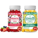 Lunakai Prenatal a vitamín D3 Gummies Bundle - Těhotenství Multivitamin Gummy s kyselinou železnou a listovou - Imunita, Kost a Mood Supplement pro dospělé - 30 dní dodávky