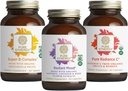 PURE SYNERGY Mood and Adrenal Support Bundle 124; Mood Support Supplementary with Organic Saffron Extract Extract 124; USDA Organic Vitamin C Supplex 124; Vitamin B Complex Made with Whole Foods Auth124; Non- GMO and Vegan
