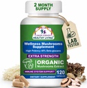 Cancer Sciences Organic Houbový dodatek Kapsle - 1,500mg Non- GMO Wellness Houbový komplex 40% Beta- Glucans -Turkey Tail, Reishi, Cordyceps, Chaga Extract pro Brain & Imunitation Support 120 Kapsle