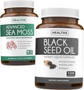 Black Seed & Sea Moss (1-Month Supply) Nurishing Nature Bundle of Black Seed Oil 120 Softgel Kapsle (Non- GMO & Vegan) Cold- Pressed Nigella Sativa & Irish Sea Moss Kapsle (Non- GMO & Organic)