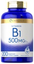Carlyle Vitamin B1 500mg (Thiamin) PHARMAN 124; 200 Vegetariánských kapslí PHARMAN 124; Non- GMO a gluten zdarma dodatek