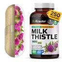 BIO KRAUTER ® Milk Thistle Supplement for Játra Cleanse & Detox - Pure Vegan Milk Thistle Extract 1400 mg per Serving Сontains Silymarin - 250 Kapsle, 125 Days of Supply, Non- GMO