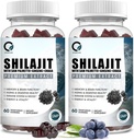 Himalayan Shilajit Gummies s 85 + stopové minerály & Fulvic Acid for Energy, imunitní, kognitivní podpora vysoké potence čisté přírodní shilajit dodatek pro muže a ženy 60 gummies (2 balení)