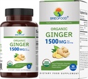 Brieofood Organic Ginger 1500mg, 45 Servings, Vegetarian, gluten Free, 90 Vegetarian Tablety