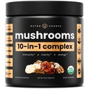 NutraChamps Organic Houba Powder - 10- in-1 Complex - Houbový dodatek Powder Blend for Memory, Focus & Immunication Support - 8oz (8.0 OZ, Houbová směs)
