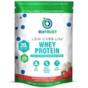 BioTrust Low Carb Lite, 20 Grams of Grass- Fed Whey Protein Isolate, 100 Calories, ProHydrolase Digestive Enzymes, Non-GMO, Free from Soy and Gluten, rBGH-Free (14 Servings) (Jahody a smetanu)