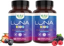 Nested Naturals Luna Děti Spící tablety pro děti 4 + - Přirozeně Sourced Ingredients - Jemné, Bylinný dodatek s heřmánky, Melatonin, Valerian & Lemon Ballem - 120 Žvýkací tablety