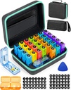 Měsíční Pill Organizátor 2 krát denně, s přenosnou tvrdou Shell, Pill Cutter, 31- Day Box, Plastové otevírací Pick, Měsíční & Týdenní nálepky, Pohodlné řízení léčby (2 krát denně)