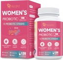 Probiotika pro ženy, 100 miliard CFU Womens Probiotika s prebiotika, Digestive Enzymy, D- Mannose & Cranberry Extract pro imunitní podporu, Vaginální & Močové zdraví, Digestivní bilance - 120 Kapsle