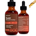 Super Houby 8-in1 - 2 fl oz Liquid Extract - Brain Booster & Imunity Support Drops - Reishi, Lion 's Mane, Cordyceps, Chaga, Mitake, Turkey Tails, Shiitake, Agaricus - High Potency - 45- Day Supply