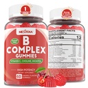 Vitamin B Complex Gummies, Vegan Vitamin B Gummies s 2000 mcg methyl B12, Methyl Folát 124; Plus Cholin + Inositol, Vitamin C + Zinek pro podporu energie, nálada, imunitní, zdravé vlasy, kůže - 60 Cts