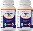 Vitamatic 2 Pack Flaxseed Oil 1200mg 120 od Cold Pressed Flax Seed - 675 mg ALA Omega 3 mastné kyseliny pro zlepšení zdraví srdce