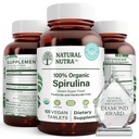 Natural Nutra 100% USDA Organic Spirulina Tablety, Pomáhá udržovat tělesný tuk, podporuje zdraví jater, podporuje imunitní systém, pomáhá zlepšit metabolismus, podporuje imunitu, 300mg, 100 Vegan Tablety