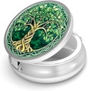 Pill Box-3 Kompozitní malý pouzdro na pero pro Purse & Pocket Mini Metal Pill Holder Cestovní Pill Kontejner na držení doplňků Vitamíny BPA- zdarma (Strom života)