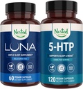 Nested Naturals Luna Melatonin- Free Sleep Supplement (60 Vegan Kapsle) & 5-HTP 100mg (120 Vegan Kapsle) pro lepší spánek, relaxace a nálady