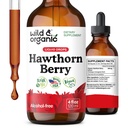 Wild & Organic Hawthorn Berry tinktura 600 mg - Liquid Hawthorne Berry Supplement pro celkovou podporu - Vegan, Cukr & Alcohol- Free Fruit Extract Drops - 4 fl oz