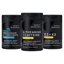 Sportovní výzkum Magtein Magnesium L- Threonát Kapsle (2000mg, 90 Kapsle), Vegan Vitamin D3 + K2 w / Organic Coconut Oil (5000iu VIT. D 100mcg Mk7 VIT. K, 60 Softgels) a L- Theanine (200mg, 60 ct)