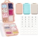 3 Pack, 14 GRIDS Travel Pill Pořadatel Box s etiketami - Cestovní medicína Kit - Pocket Daily Pharmacy Container - Travel Medication Holder Disperser for Fish Oil Vitamin Supplement Storage