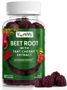 YUM-V 's Beet Root Gummies with Tart Cherry Extract - Berry Flavor Beetroot Gummies - Beet Chews for Blood Circulation and Antioxidant Support - Red Beets Gummies (Berry 60 Count (Pack of 1)