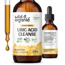 Wild & Organic Uric Acid Cleanse Drops - Tart Cherry, Turmeric, Chanca Piedra Stone Breaker Complex for Ledney Cleanse - Supplementary Uric Acid Supplementary - Vegan, Sugar & Alcohol- Free Tinkture - 2 oz