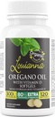 Louianna - Organický divoký oregano olej s vitamínem D, tekuté Softgel Kapsle s 80 Procento Carvacol, Podporuje Vaše kosti, imunitní a Gut zdraví, Bylinné doplňky, 120 Softgels
