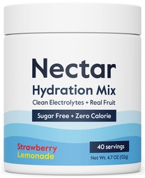 Nektar Sugar Free Electrolytes Powder - Organic Fruit No Sugar or Calories - Hydration Powder for Dehydratation Relief and Rehydratation - Keto and Paleo (Strawberry Lemonade 40 Serving Tub)