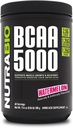 NutraBio BCAA 5000 Powder - Vegan fermentované BCAA - Podporuje růst svalů, zotavení, vytrvalost - 60 Služeb - Meloun