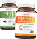 Uložit $4 (12% sleva) - Bylinné imunitní pouzdro - Olive Leaf Extract (Non- GMO) Super síla: 20% Oleuropein 750mg čepice a imunitní podpora - Vitamin C se zinkem, Vitamin D, Elderberry & Echinacea (Non- GMO)