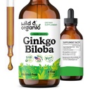 Wild & Organic Ginkgo Biloba Extract Drops - Brain & Focus Support - Liquid Ginkgo Biloba Supplements - Vegan, cukr & Alcohol- Free Bylinné tinktury - 4 fl oz