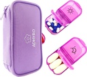 Pořadatel pilulek 2 krát denně, Velký AM / PM Týdenní Pouzdro na Pill Box 7 Day Pouzdro s nápisem a ochranou soukromí Light- Purple Zipper Bag držet doplňky, vitamíny a rybí oleje
