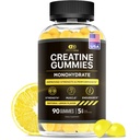 Efektivní Nutra Creatine Monohydrát Gummies - 1g Creatine per Gummy - Vegan Muscle & Strength Dodatek pro muže a ženy - Podporuje růst svalů, energie, Endurance - Lemon Flavor, Made in USA (90ct)