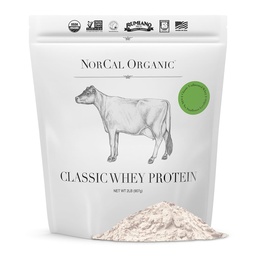NorCal Organic - Classic Whey Protein - 100% Grass-Fed a Grass-finished - UNFLAVORED - Lecithin- Free - 2lb Bulk