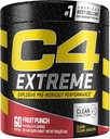 C4 Extrémní pre cvičení Práškový ovocný punč 124; Předcvičení doplněk energie pro muže a ženy 124; 200mg kofein + Beta Alanin + Creatine 124; 60 Služeb