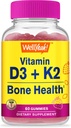 WellYeah Vitamin D3 + K2 Gummies - Vitamin D3 1000 IU, K2 100 MCG - Podpora zdraví kostí a svalů, přírodní aroma, GMO zdarma, Lepek zdarma, Vegan - K2 D3 vitamin- 60 Gummies