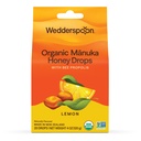 Wedderspoon Organic Manuka Honey Drops, Lemon & Bee Propolis, 20 Count (balení po 1) 124; Genuine New Zealand Honey D124; Perfect Remedy for Dry throats