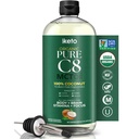 Keppi Organic MCT Olej - Flavorless C8, Non- GMO, Certified Organic, gluten- Free, Palm Oil Free, Vegan, Kosher, Halal, 16 oz Coconut Oil