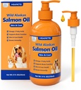 Divoký aljašský losos olej pro psy a kočky, rybí olej Omega 3 doplňky s EPA & DHA pro pleť & Coat, imunitní, mozek, kloub a srdce zdraví, pes & kočka rybí olej doplňky s čerpadla-8 oz