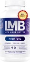 Wild Caught Omega 3 Fish Oil 3000mg - Triple Strength Burless DHA 900mg + EPA 1200mg Non- GMO - Enteric Coated with No After Taste - LMB (90 Soft Gels)