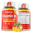 Vitamin B1 Gummies PHAR124; Benfotiamin 500mg s vitaminem B6 B9 B12 & Magnesium pro nervové zdraví, Energie & Metabolismus Support PHAR124; bez cukru, bez GMO, Vegan, 60 Counts