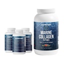 CORREXIKO Mořský doplněk kolagenu Pills & Powder Bundle 3 Month Supply - Obsahuje 10,000mg dvojitý hydrolyzovaný kolagen prášek 1kg & 1800mg kolagen Peptides 360 Kapsle - pro vlasy, kůži a nehty