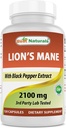 Nejlepší Naturals Lions Mane Houbový dodatek 2100mg - 120 Kapsle - Podporuje duševní jasnost, Focus & Imunní zdraví - Přidáno Black Pepper pro maximální absorpci