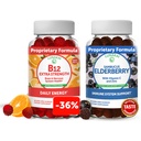 Lunakai Vitamin B12 a Elderberry Gummies Bundle - 3000 mcg Gummy pro dospělé Energy Support and Bone Health - doplněk imunitní podpory se zinkem a vitamínem C